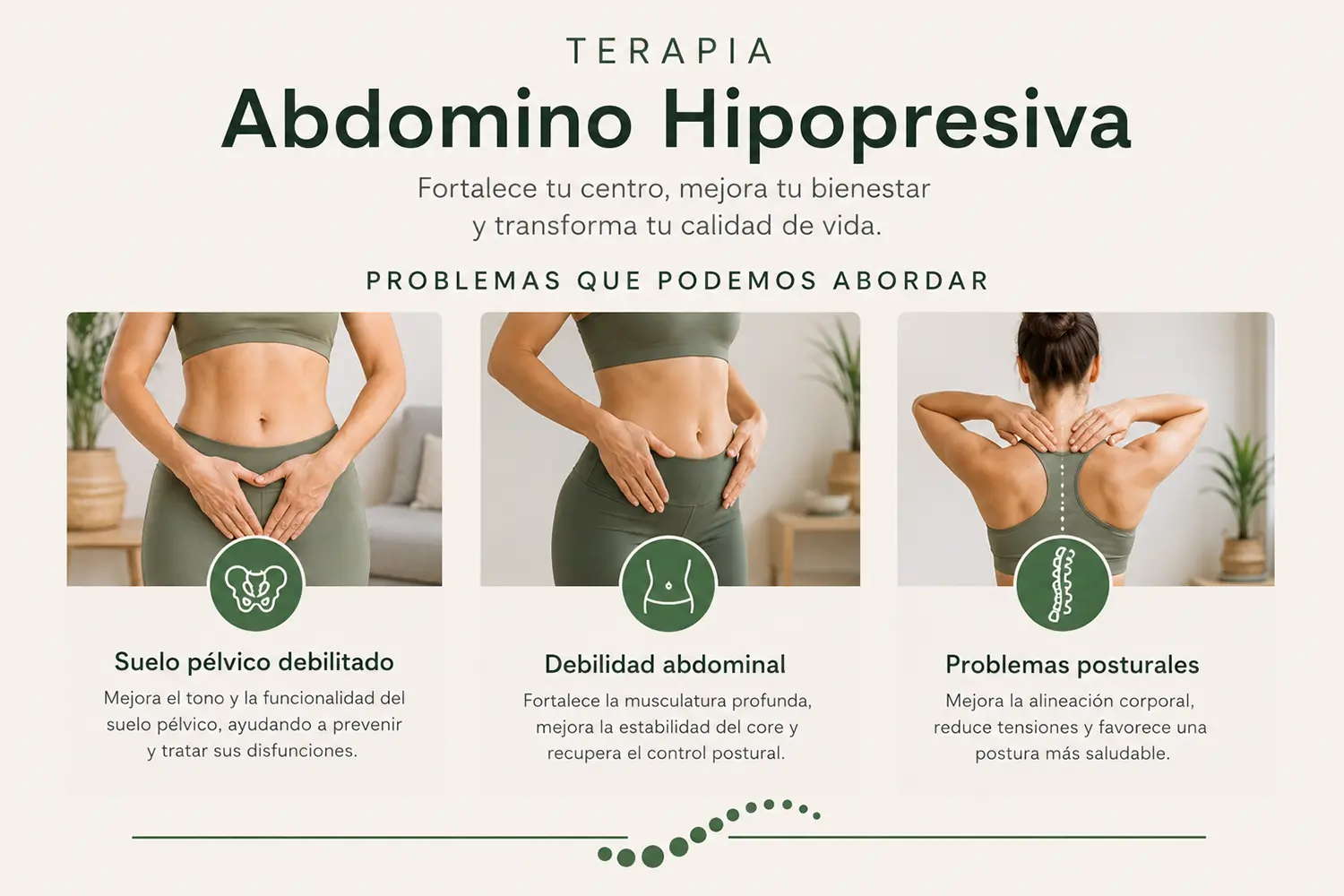 Infografía que muestra 3 patologías que pueden ser tratadas a través de la Fisioterapia